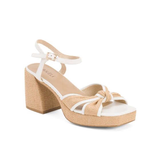 VANELI Natural/white Suede Mina Square Toe Heeled Platform Heels - Picture 1 of 2